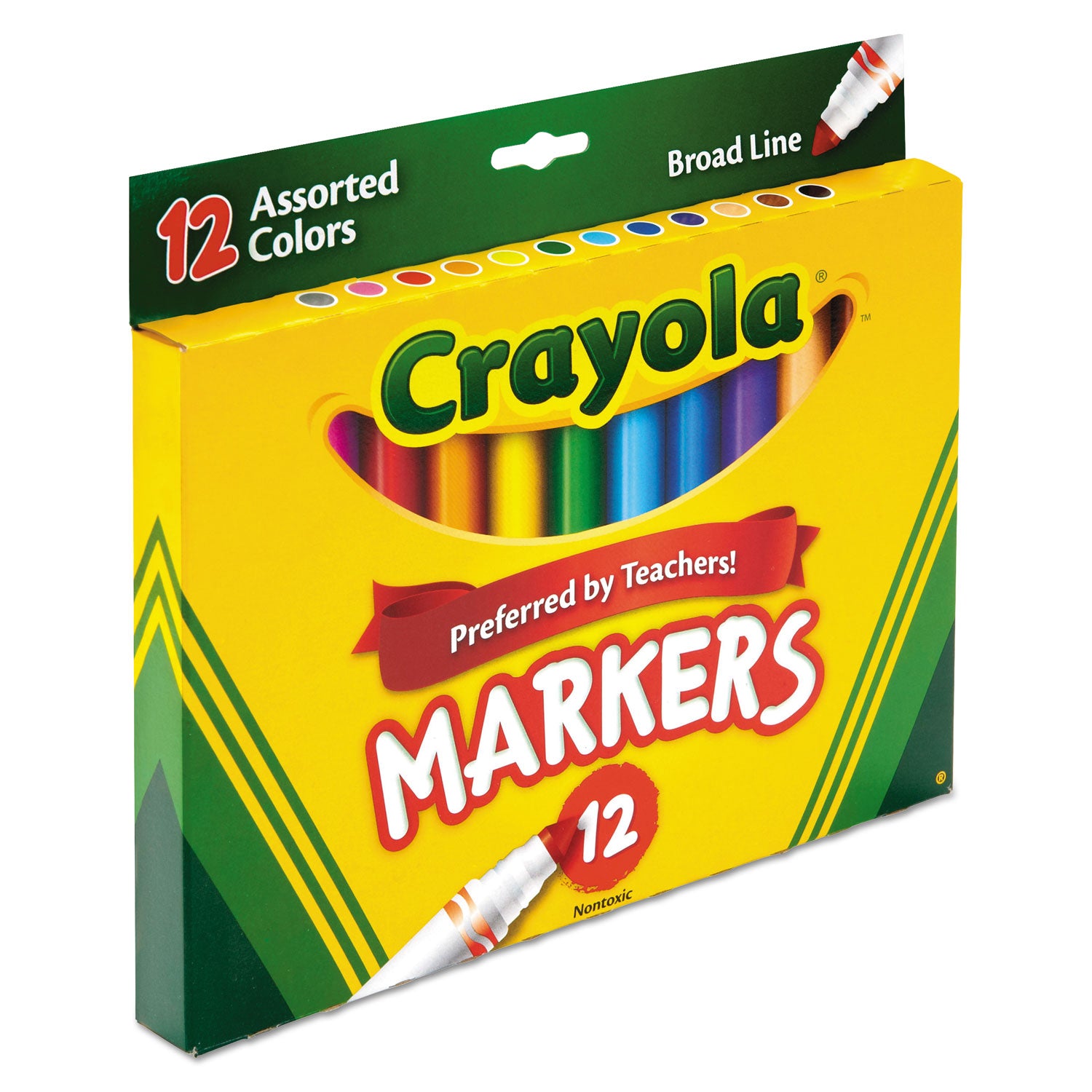 Crayola Non-Washable Marker, Broad Bullet Tip, Assorted Classic Colors, Dozen (587712)