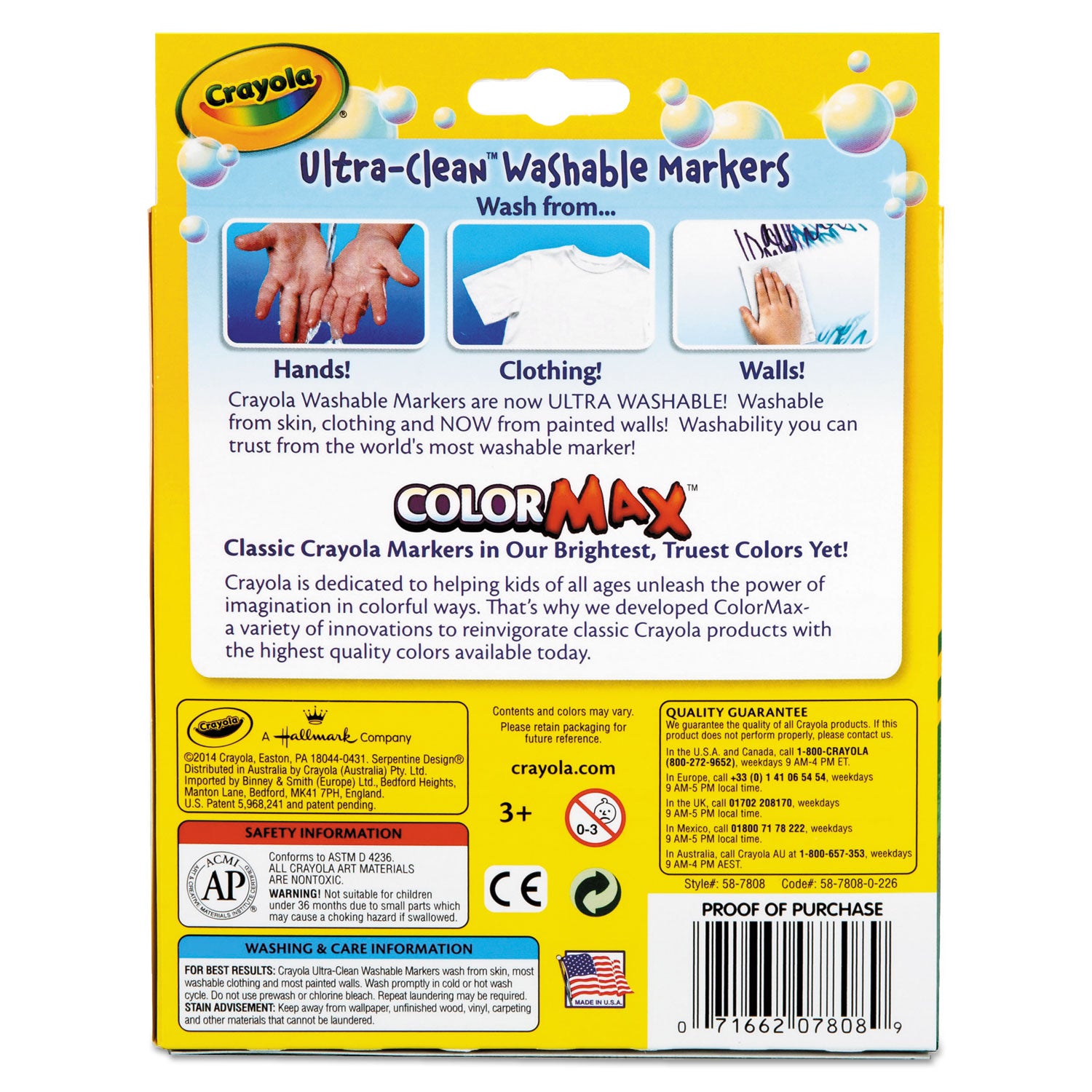 Crayola Ultra-Clean Washable Markers, Broad Bullet Tip, Assorted Colors, 8/Pack (587808)
