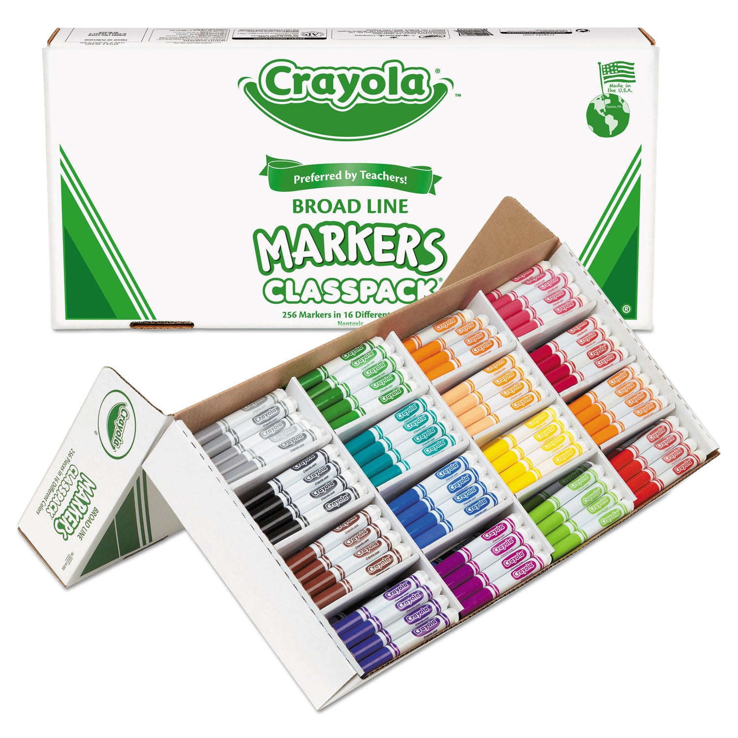 Crayola Non-Washable Marker, Broad Bullet Tip, Assorted Classic Colors, 256/Box (588201)