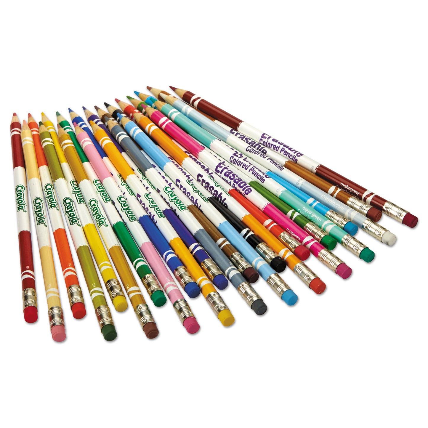 Crayola Erasable Color Pencil Set, 3.3 mm, 2B, Assorted Lead and Barrel Colors, 24/Pack (682424)