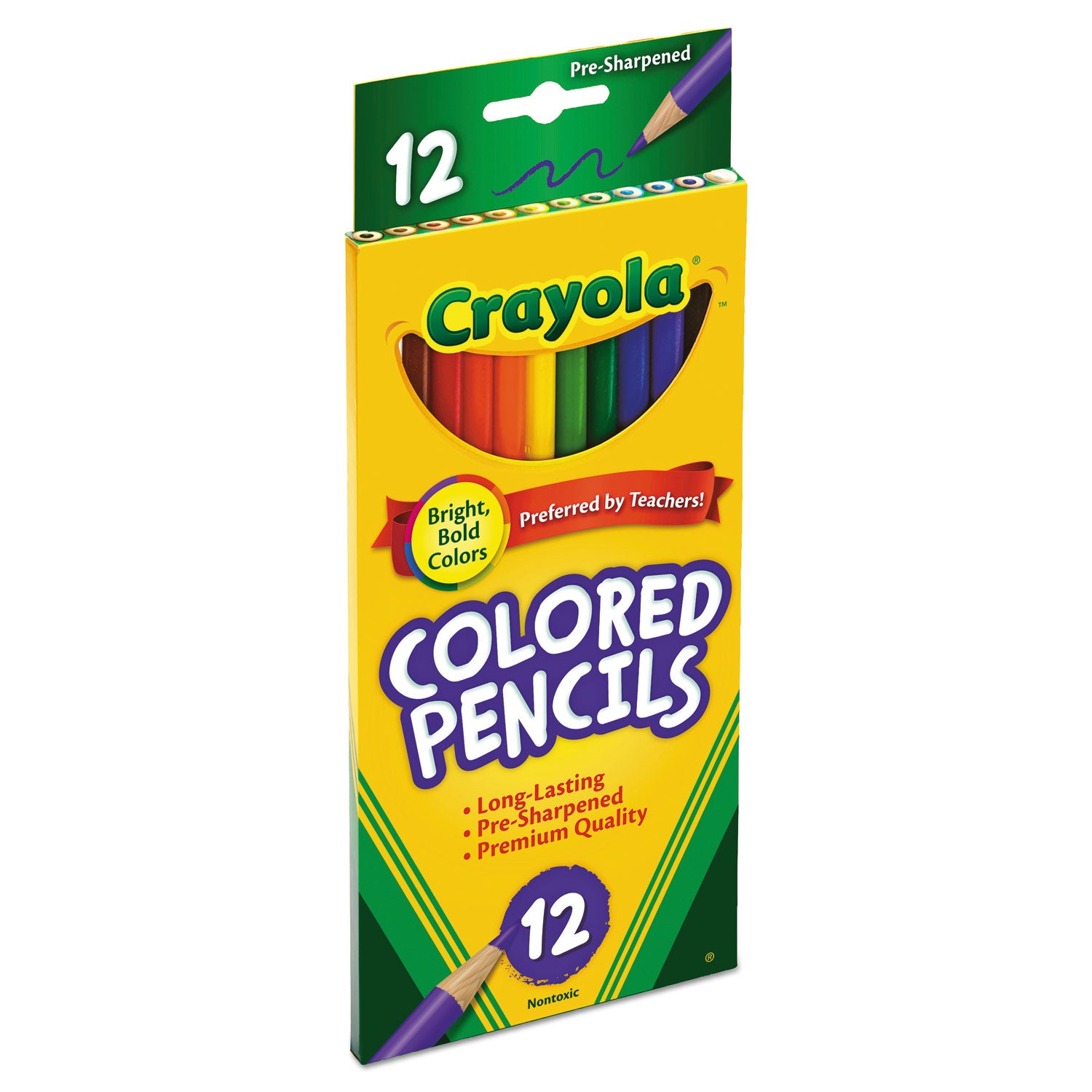 Crayola Long-Length Colored Pencil Set, 3.3 mm, 2B, Assorted Lead and Barrel Colors, Dozen (684012)