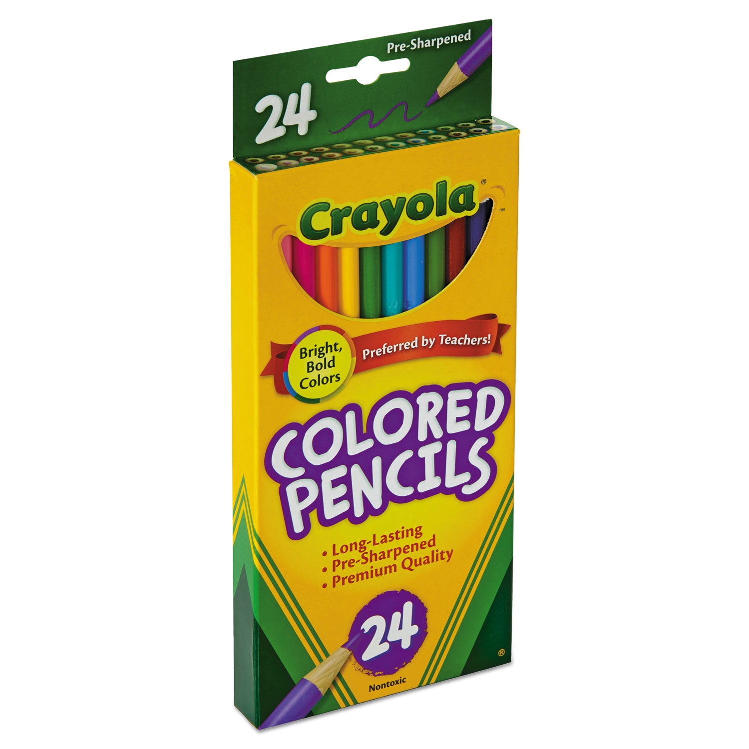 Crayola Long-Length Colored Pencil Set, 3.3 mm, 2B, Assorted Lead and Barrel Colors, 24/Pack (684024)