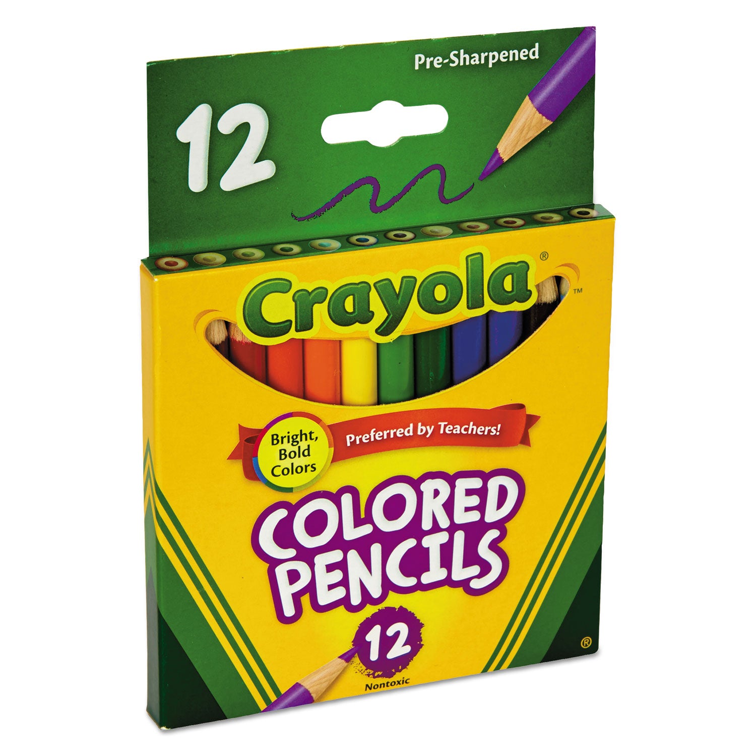 Crayola Short-Length Colored Pencil Set, 3.3 mm, 2B, Assorted Lead and Barrel Colors, Dozen (684112)