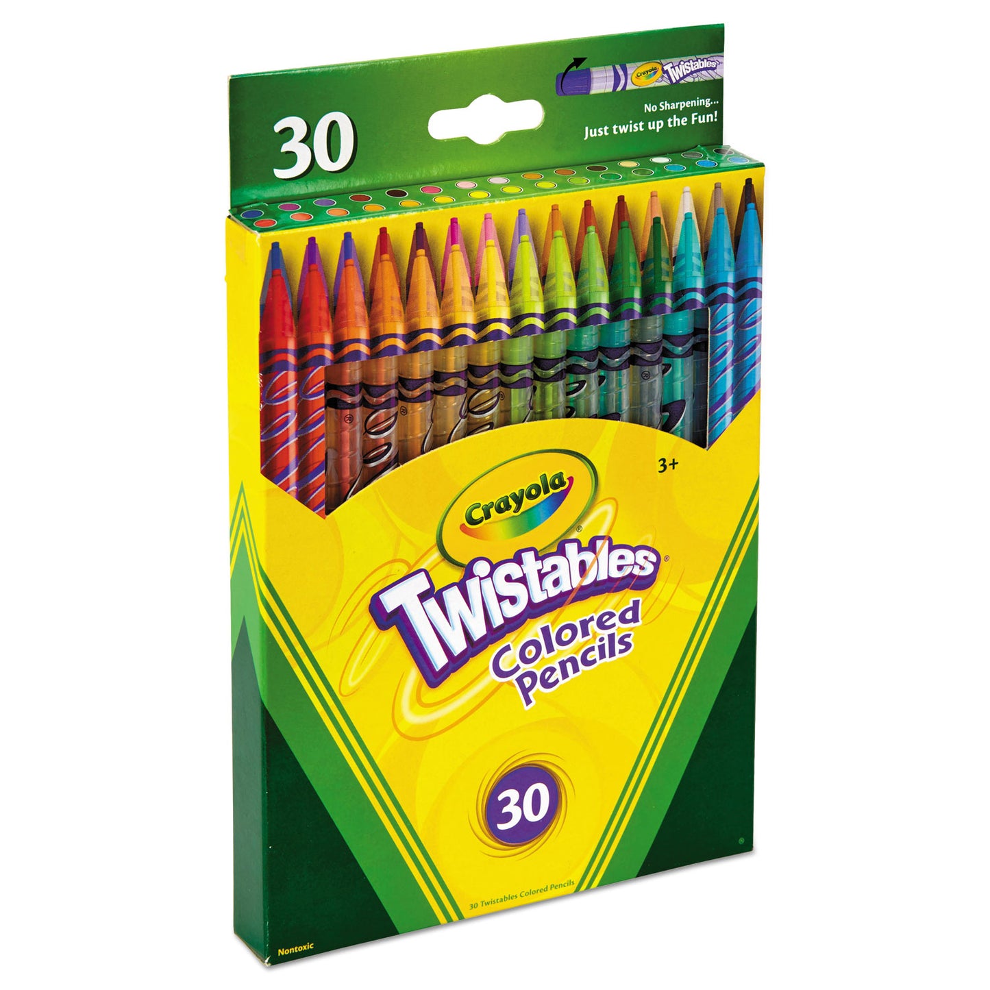 Crayola Twistables Colored Pencils, 2 mm, 2B, Assorted Lead and Barrel Colors, 30/Pack (687409)