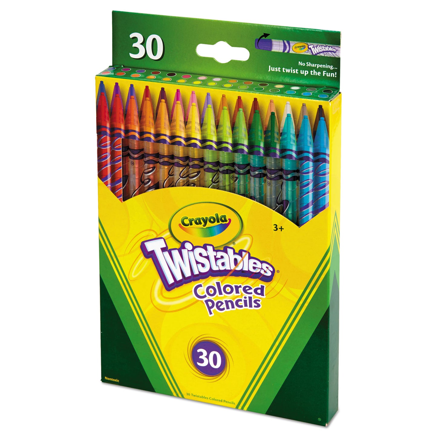 Crayola Twistables Colored Pencils, 2 mm, 2B, Assorted Lead and Barrel Colors, 30/Pack (687409)