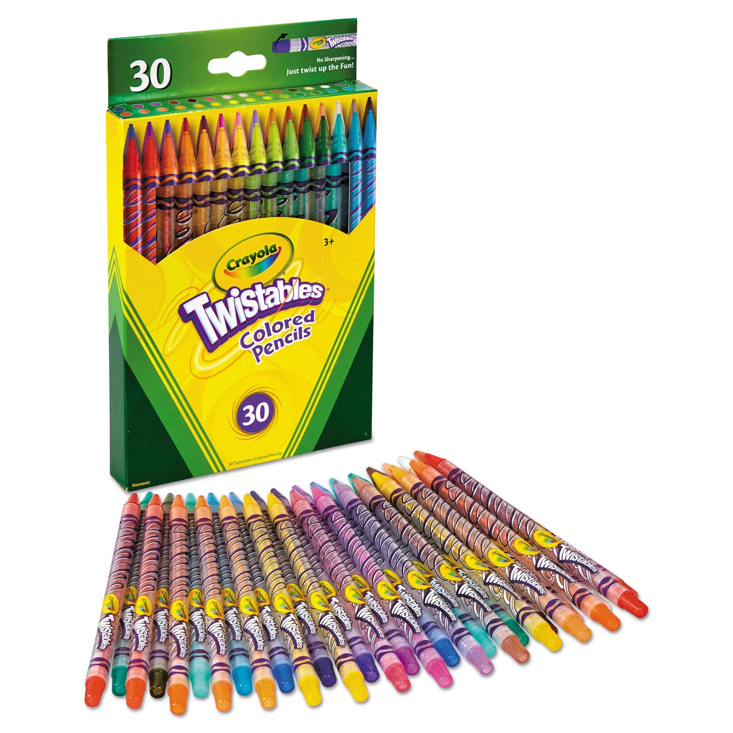 Crayola Twistables Colored Pencils, 2 mm, 2B, Assorted Lead and Barrel Colors, 30/Pack (687409)