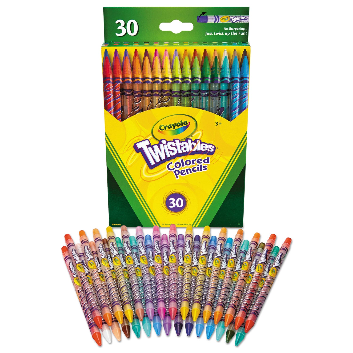 Crayola Twistables Colored Pencils, 2 mm, 2B, Assorted Lead and Barrel Colors, 30/Pack (687409)