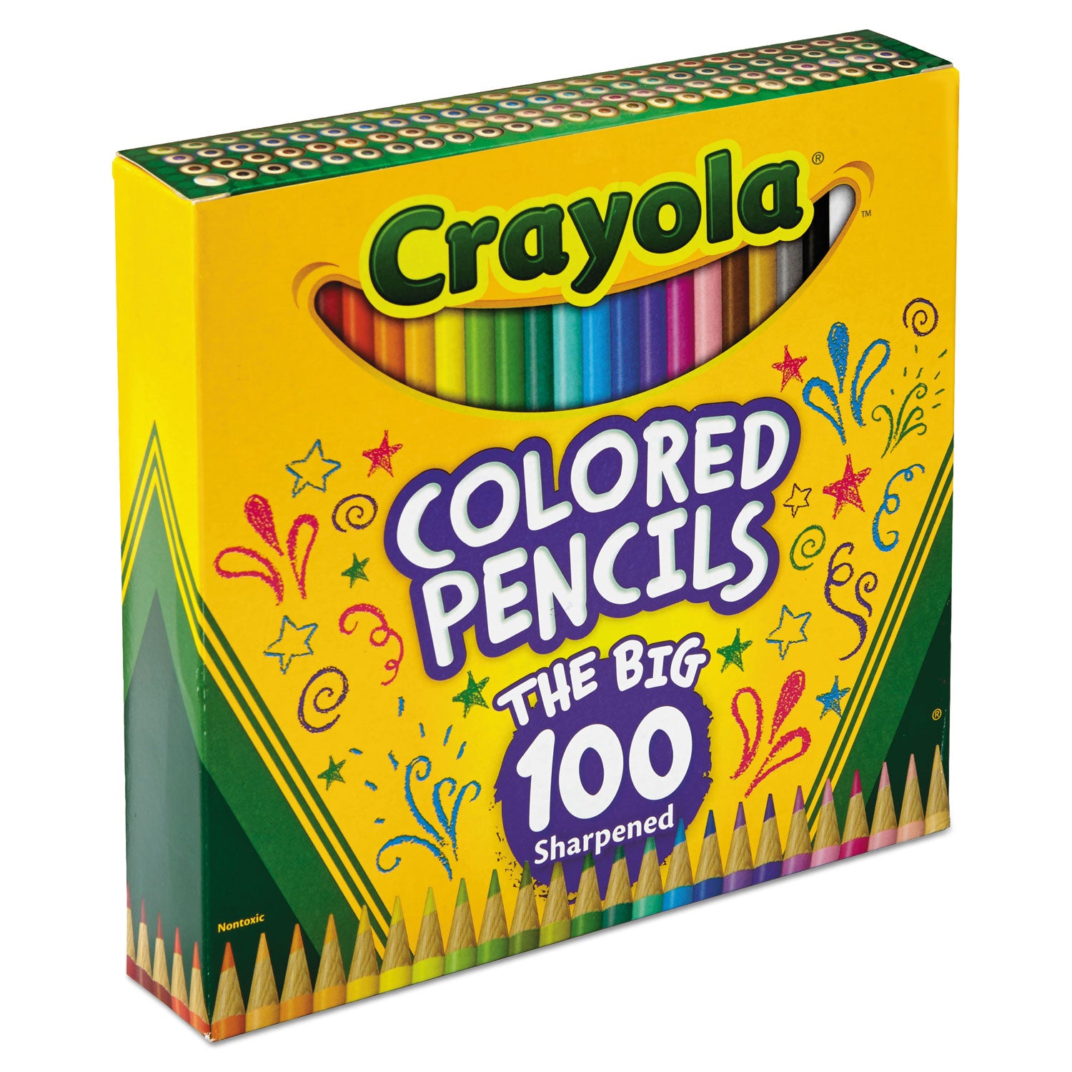 Crayola Long-Length Colored Pencil Set, 3.3 mm, 2B, Assorted Lead and Barrel Colors, 100/Pack (688100)