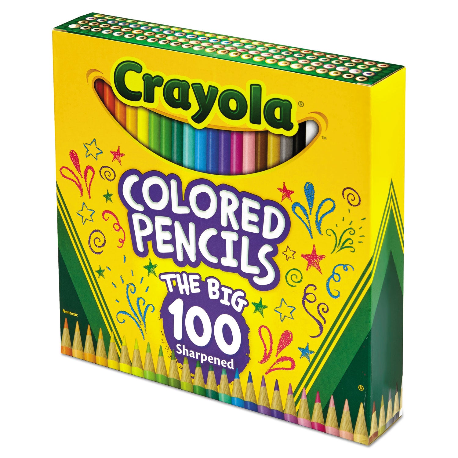 Crayola Long-Length Colored Pencil Set, 3.3 mm, 2B, Assorted Lead and Barrel Colors, 100/Pack (688100)