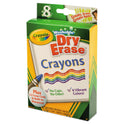 Crayola Washable Dry Erase Crayons w/E-Z Erase Cloth, Assorted Colors, 8/Pack (985200)