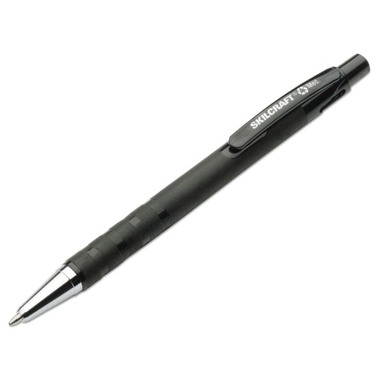 AbilityOne 7520013687771, SKILCRAFT Rubberized Ballpoint Pen, Retractable, Medium 1 mm, Black Ink, Black Barrel, Dozen