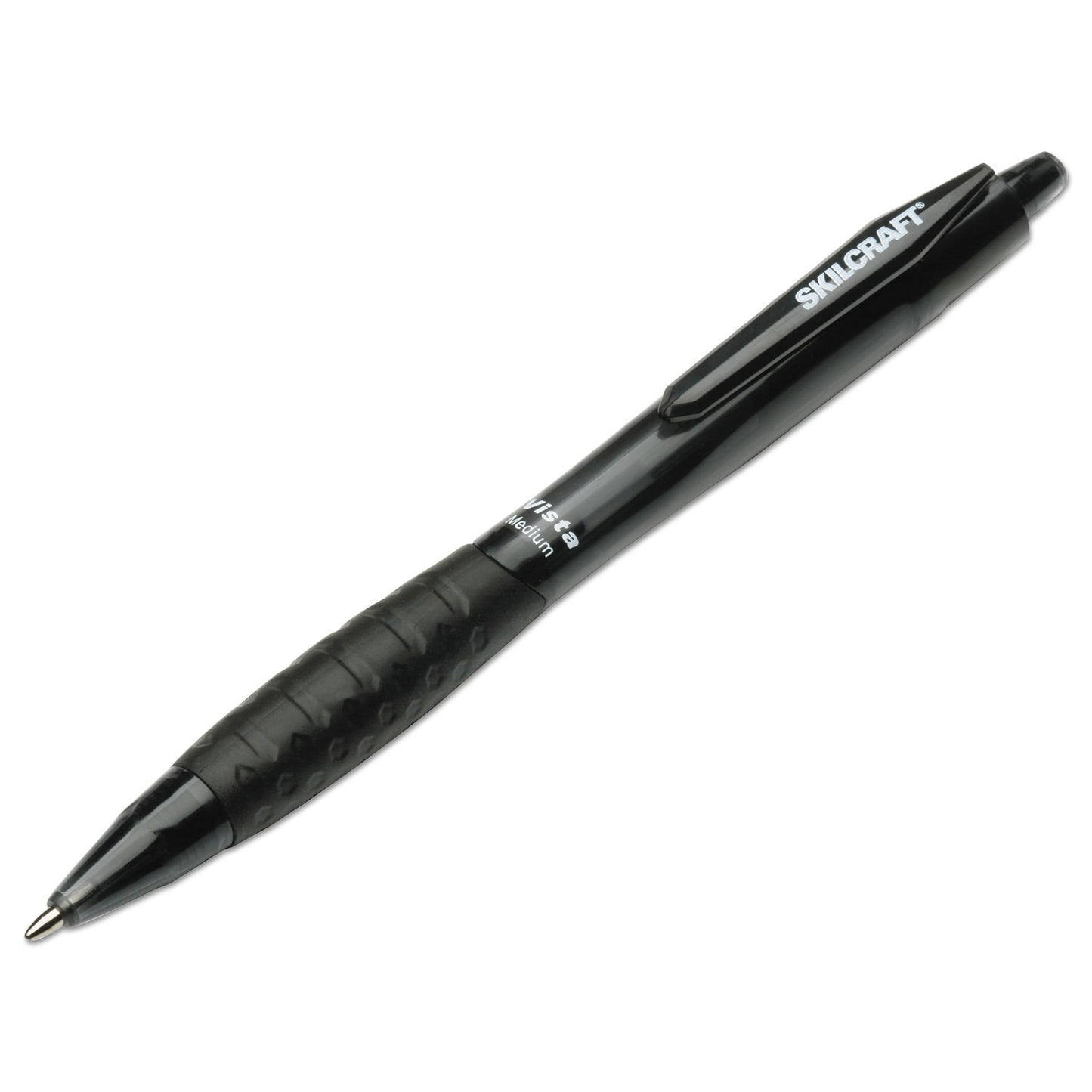 AbilityOne 7520014457225, SKILCRAFT VISTA Ballpoint Pen, Retractable, Medium 1 mm, Black Ink, Smoke Barrel, Dozen