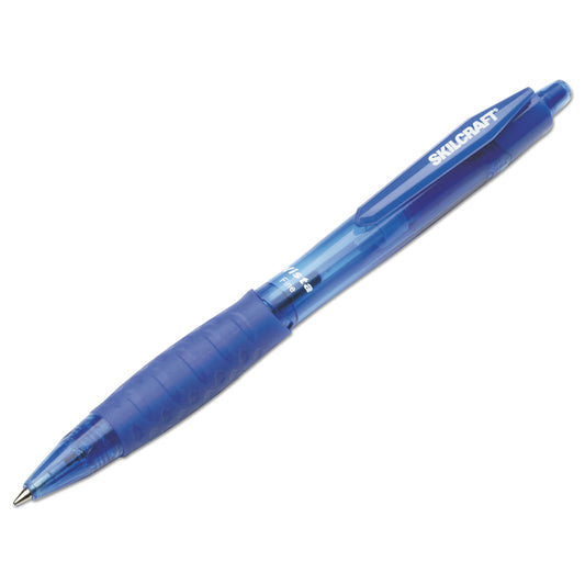 AbilityOne 7520014457228, SKILCRAFT VISTA Ballpoint Pen, Retractable, Fine 0.7 mm, Blue Ink, Translucent Blue Barrel, Dozen