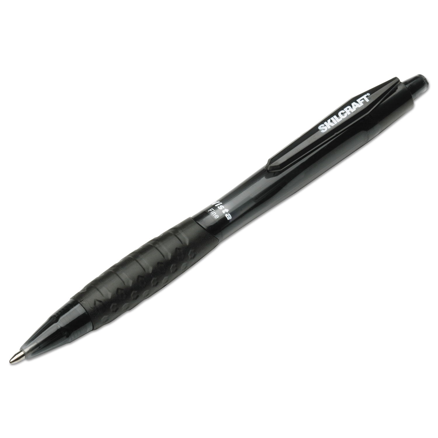 AbilityOne 7520014457233, SKILCRAFT VISTA Ballpoint Pen, Retractable, Fine 0.7 mm, Black Ink, Smoke Barrel, Dozen