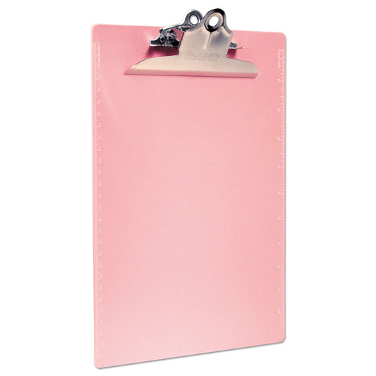 Saunders Recycled Plastic Clipboard with Ruler Edge, 1" Clip Capacity, Holds 8.5 x 11 Sheets, Pink (21800)