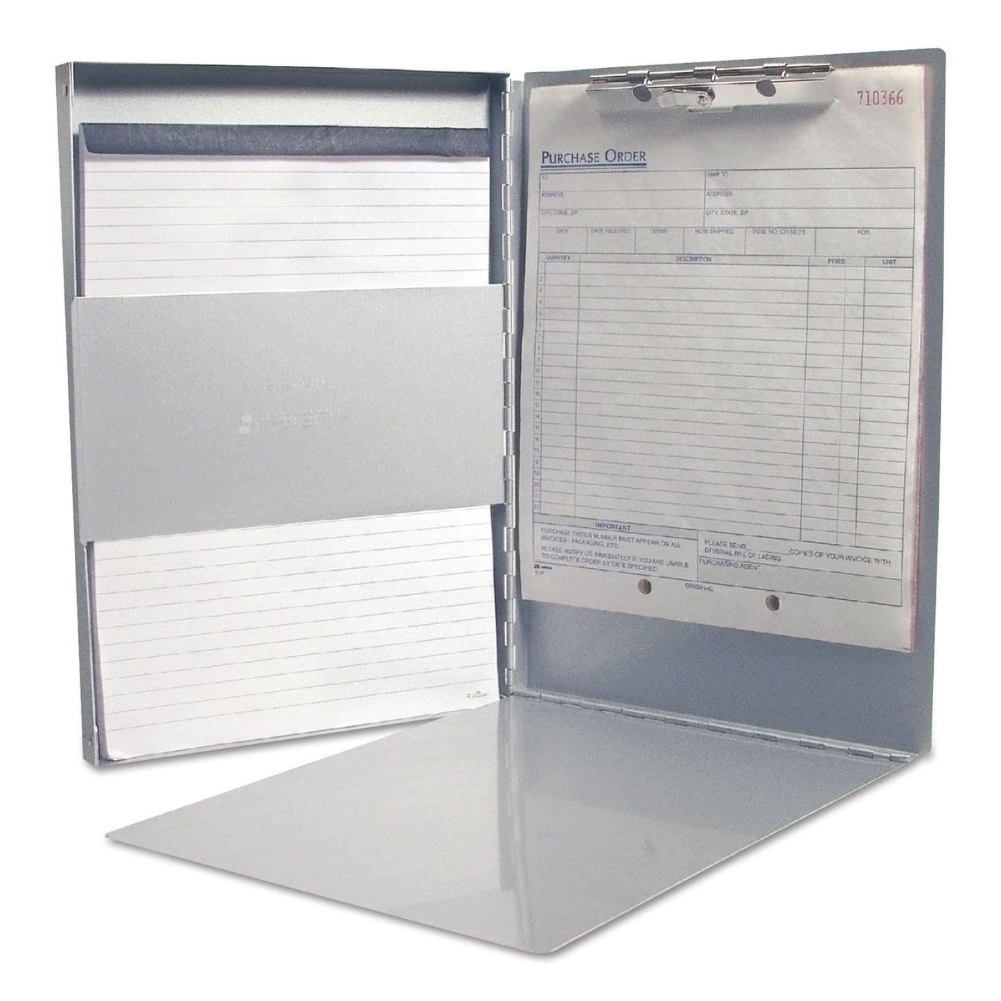 Saunders Snapak Aluminum Side-Open Forms Folder, 0.5" Clip Capacity, Holds 8.5 x 11 Sheets, Silver (10517)