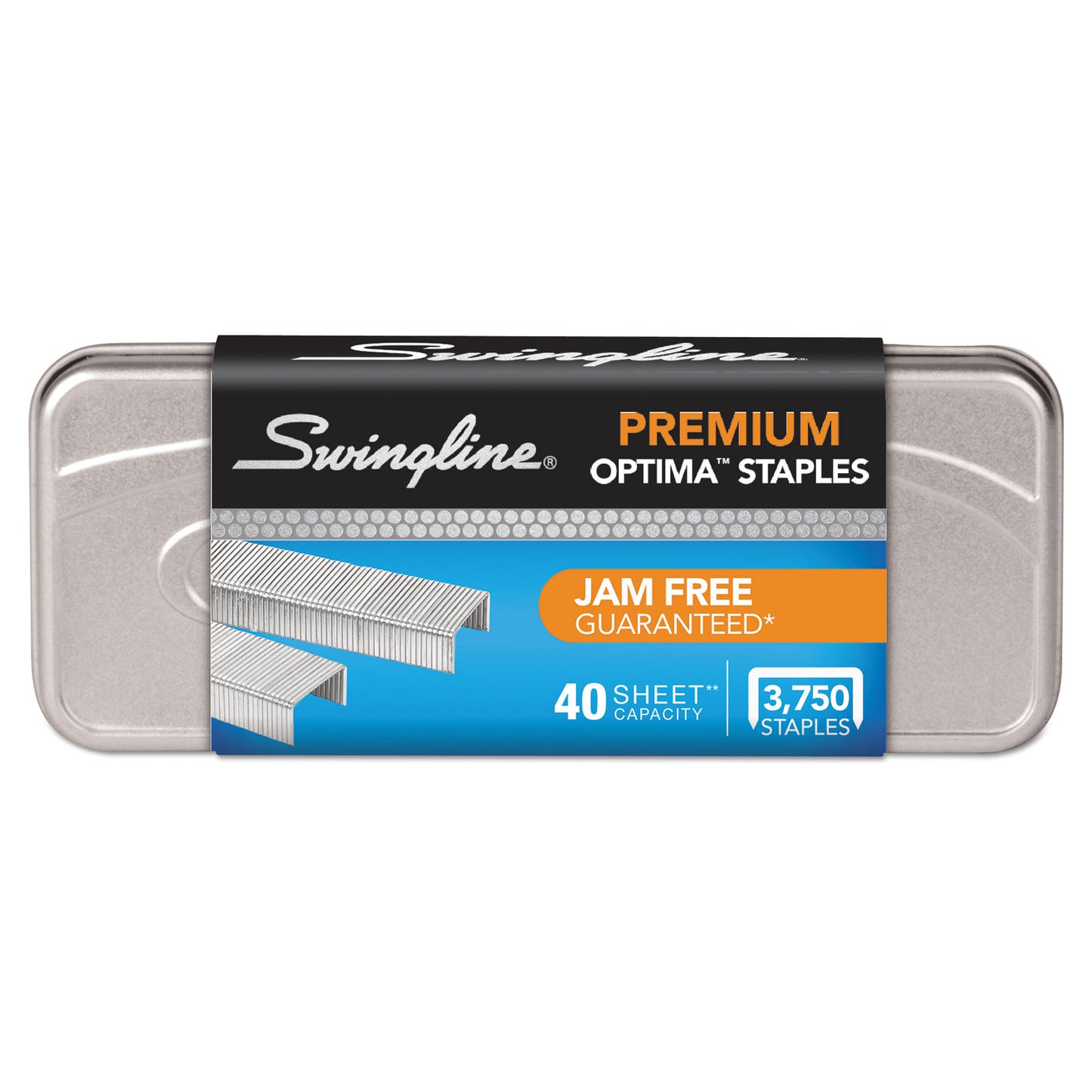 Swingline Optima Staples, 0.25" Leg, 0.5" Crown, Steel, 3,750/Pack (35556)