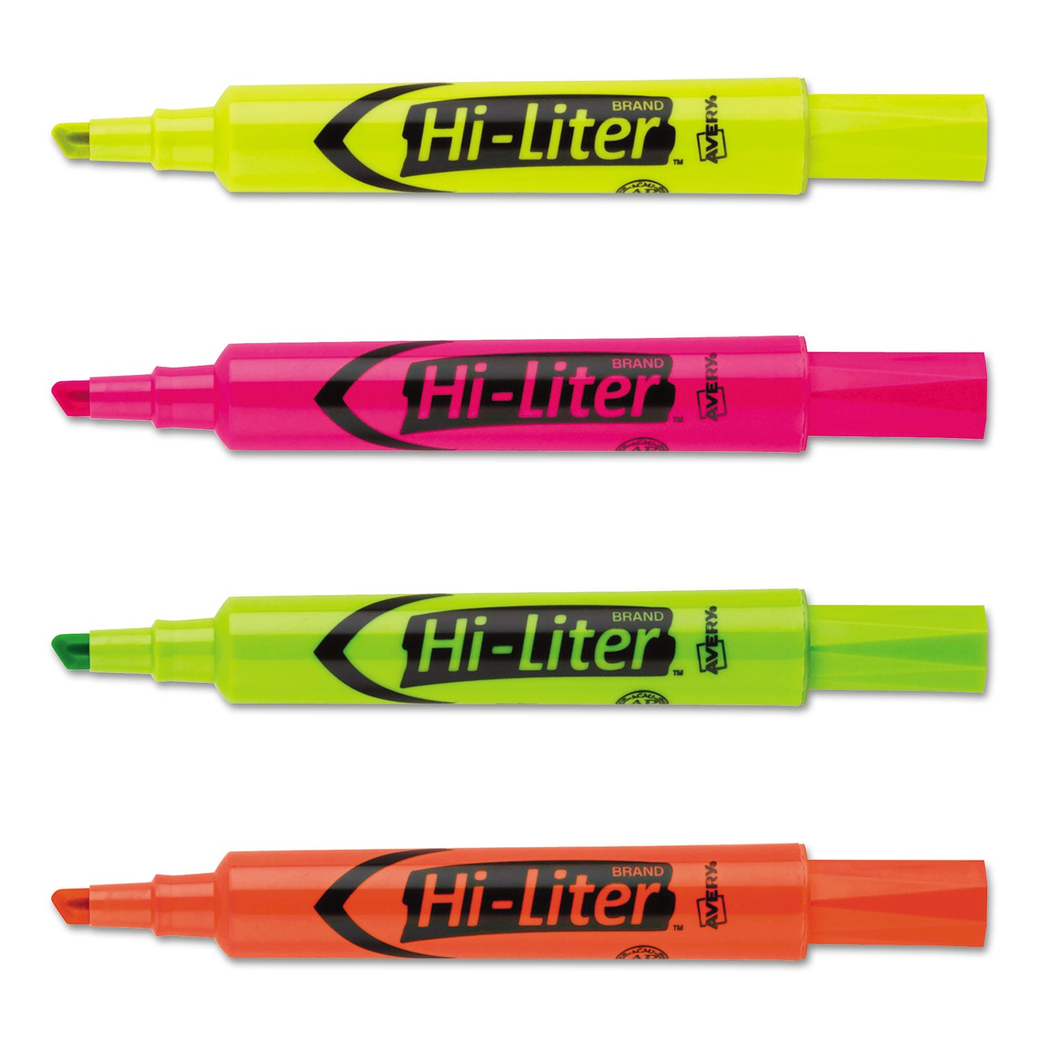 Avery HI-LITER Desk-Style Highlighters, Assorted Ink Colors, Chisel Tip, Assorted Barrel Colors, 4/Set (24063)