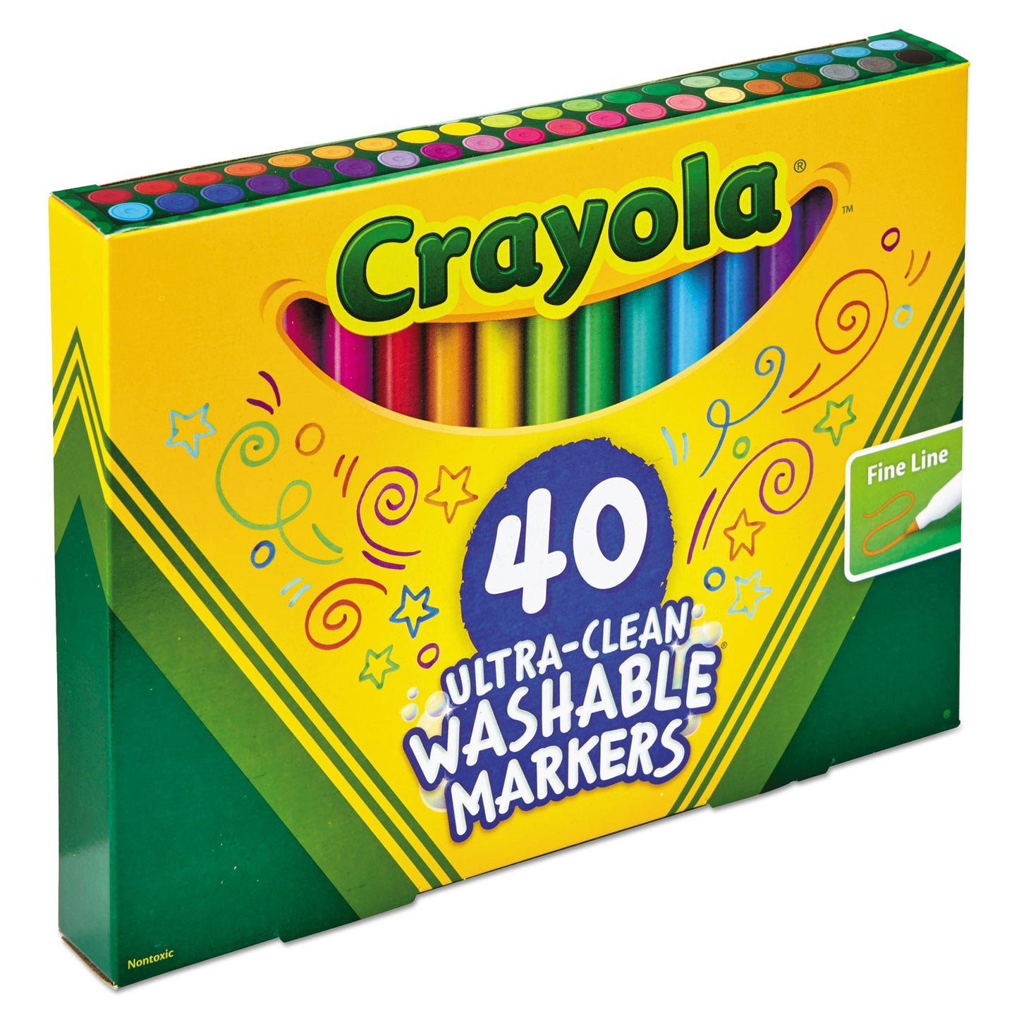 Crayola Ultra-Clean Washable Markers, Fine Bullet Tip, Assorted Colors, 40/Set (587861)