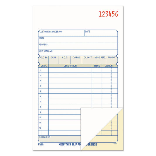 Adams 2-Part Sales Book, 12 Lines, Two-Part Carbon, 6.69 x 4.19, 50 Forms Total (DC4705)