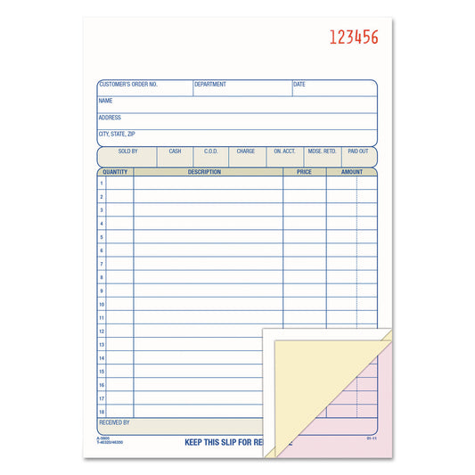 Adams 2-Part Sales Book, 18 Lines, Two-Part Carbon, 7.94 x 5.56, 50 Forms Total (DC5805)