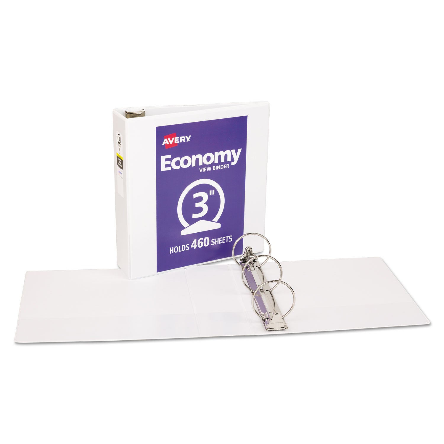 Avery Economy View Binder with Round Rings , 3 Rings, 3" Capacity, 11 x 8.5, White, (5741) (05741)