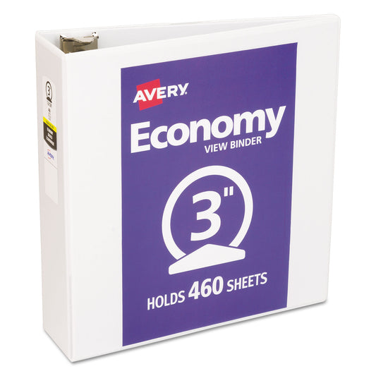 Avery Economy View Binder with Round Rings , 3 Rings, 3" Capacity, 11 x 8.5, White, (5741) (05741)