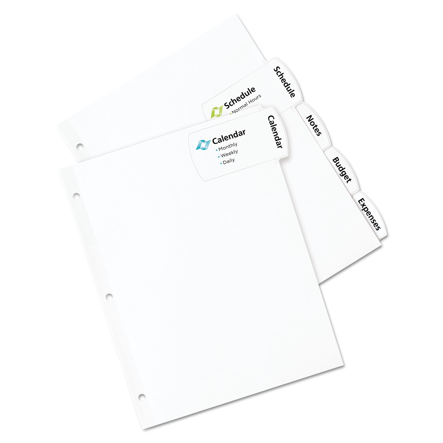 Avery Big Tab Printable Large White Label Tab Dividers, 5-Tab, 11 x 8.5, White, 20 Sets (14440)