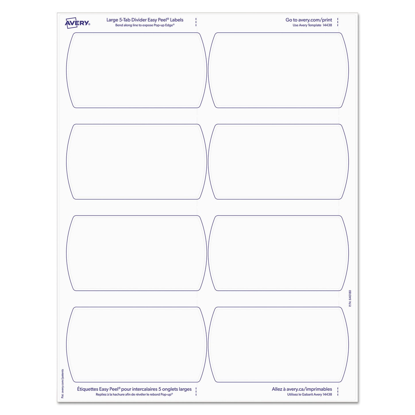 Avery Big Tab Printable Large White Label Tab Dividers, 5-Tab, 11 x 8.5, White, 20 Sets (14440)