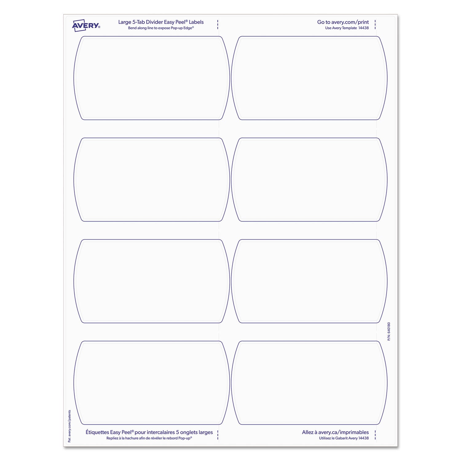 Avery Big Tab Printable Large White Label Tab Dividers, 5-Tab, 11 x 8.5, White, 20 Sets (14440)