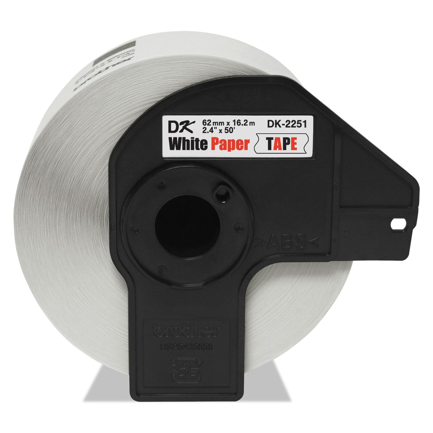 Brother Continuous Paper Label Tape, 2.4" x 50 ft, Black/White (DK2251)