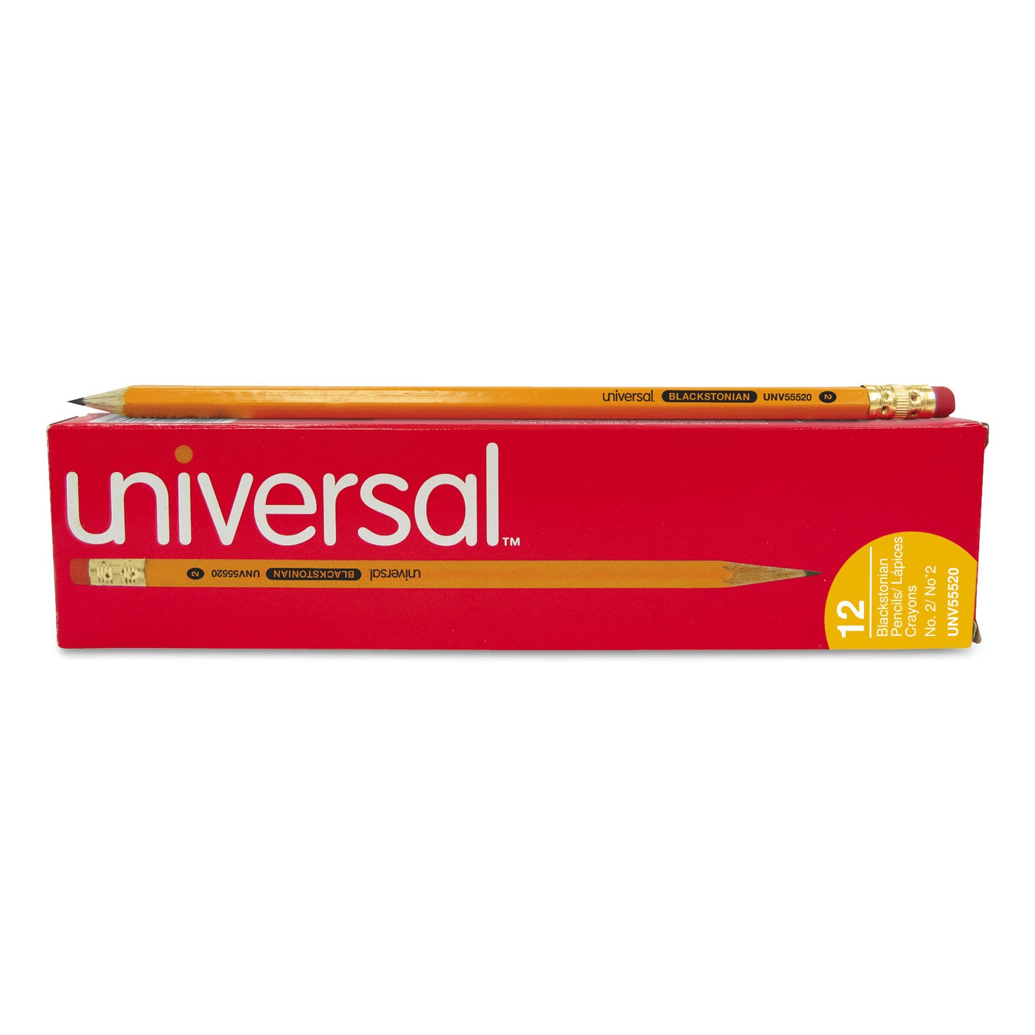 Universal Deluxe Blackstonian Pencil, HB (#2), Black Lead, Yellow Barrel, Dozen (55520)