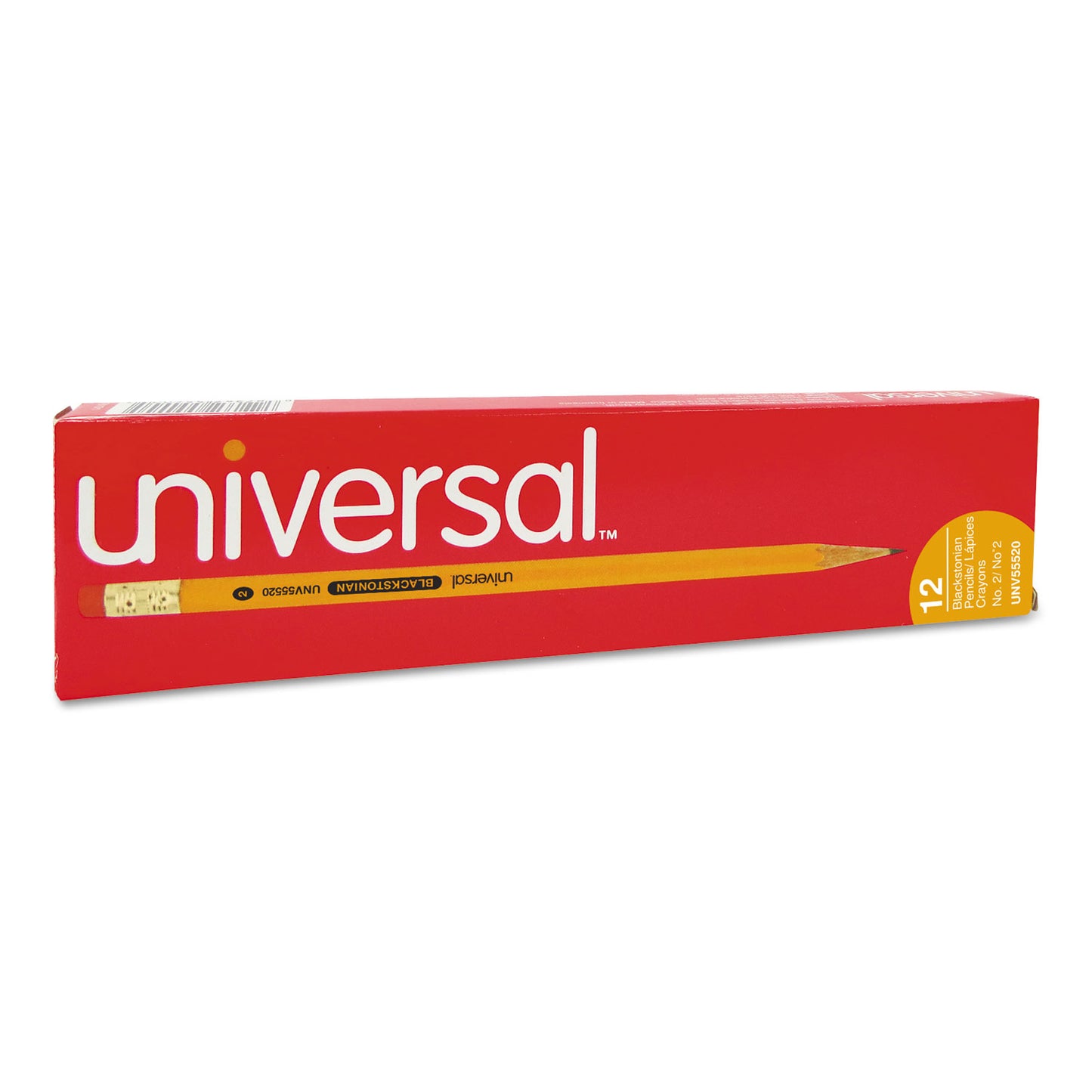 Universal Deluxe Blackstonian Pencil, HB (#2), Black Lead, Yellow Barrel, Dozen (55520)