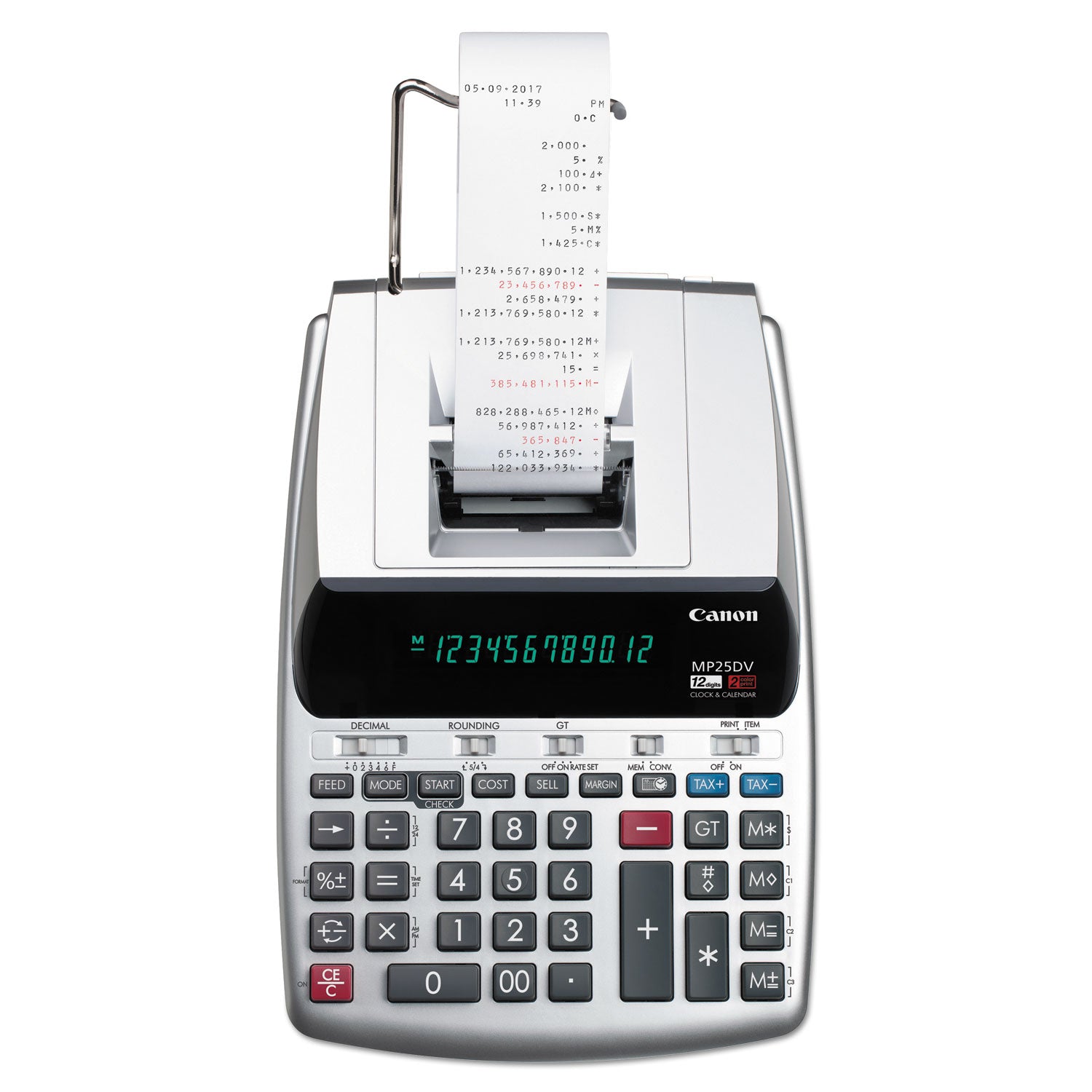 Canon MP25DV 12-Digit Ribbon Printing Calculator, Black/Red Print, 4.3 Lines/Sec (2202C001)