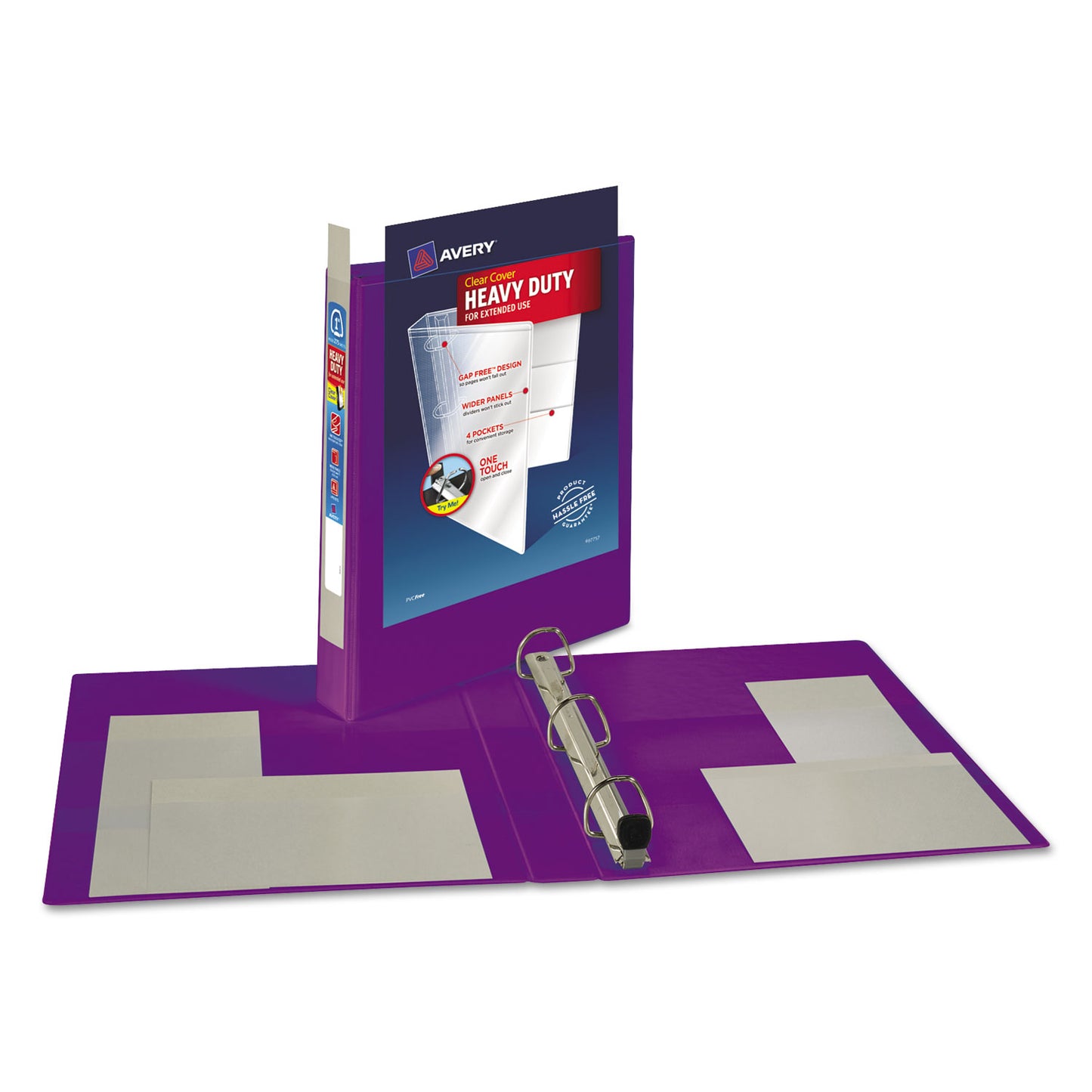 Avery Heavy-Duty View Binder with DuraHinge and One Touch EZD Rings, 3 Rings, 1" Capacity, 11 x 8.5, Purple (79771)