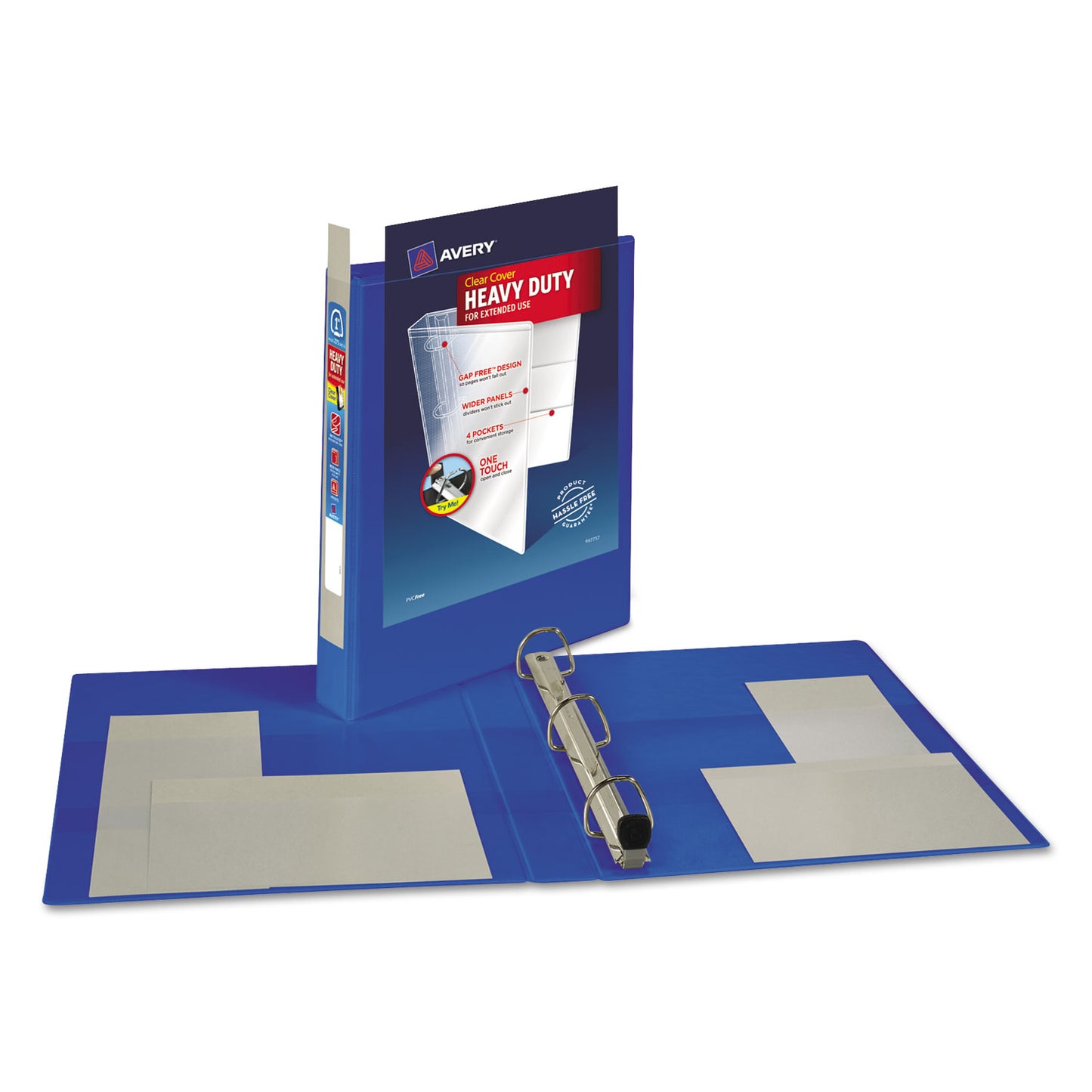 Avery Heavy-Duty View Binder with DuraHinge and One Touch EZD Rings, 3 Rings, 1" Capacity, 11 x 8.5, Pacific Blue (79772)