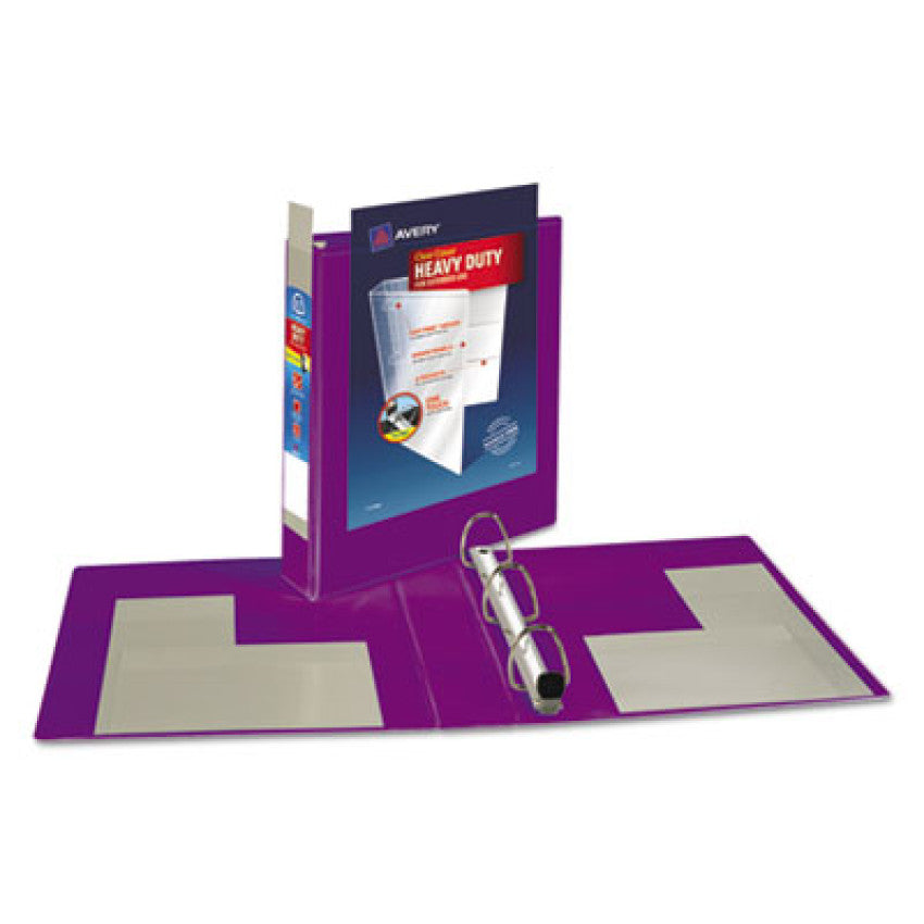 Heavy-Duty View Binder with DuraHinge and One Touch EZD Rings, 3 Rings, 1.5" Capacity, 11 x 8.5, Purple