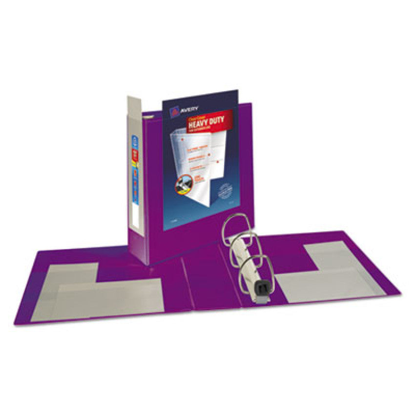 Heavy-Duty View Binder with DuraHinge and Locking One Touch EZD Rings, 3 Rings, 3" Capacity, 11 x 8.5, Purple