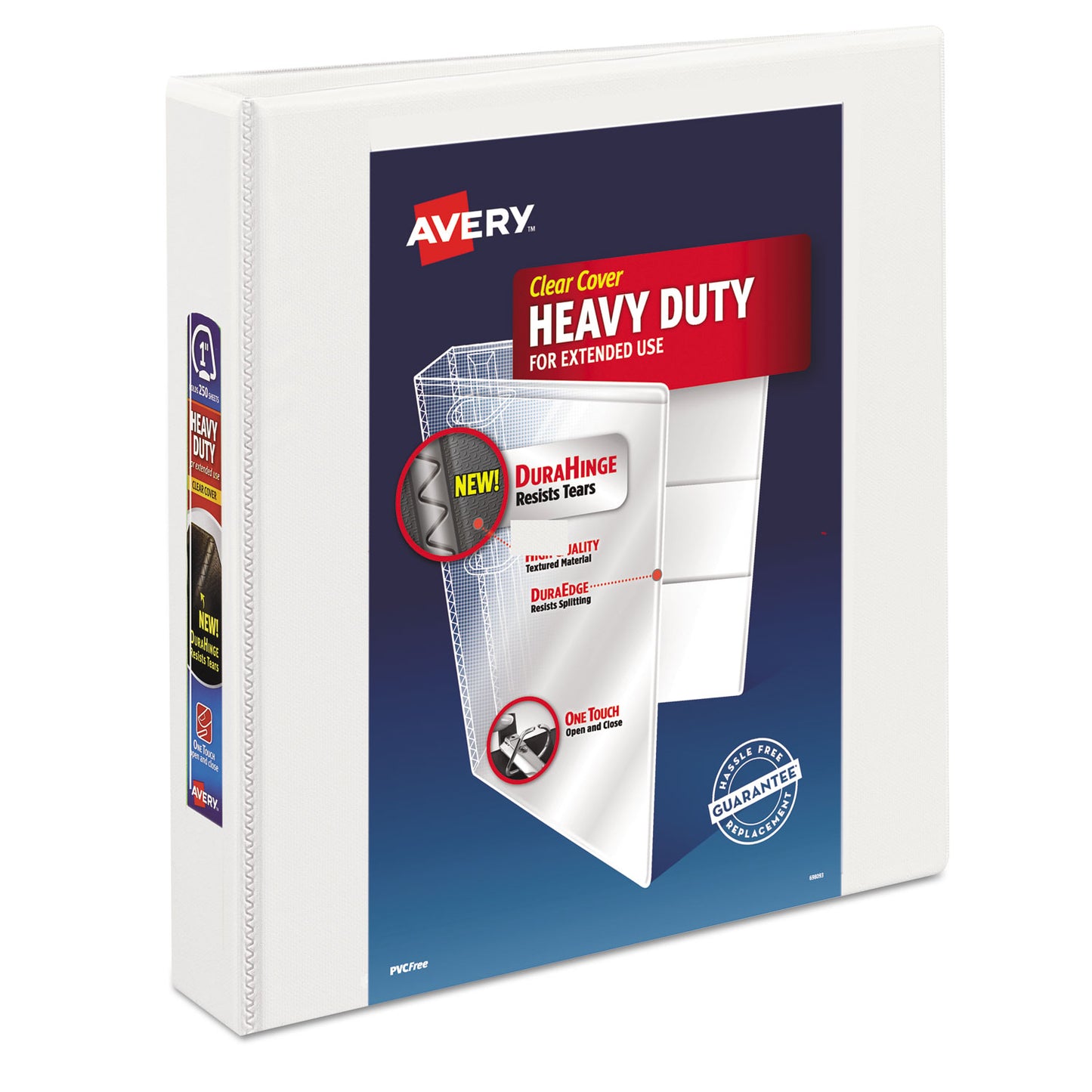 Avery Heavy-Duty View Binder with DuraHinge and One Touch EZD Rings, 3 Rings, 1.5" Capacity, 11 x 8.5, White (79195)