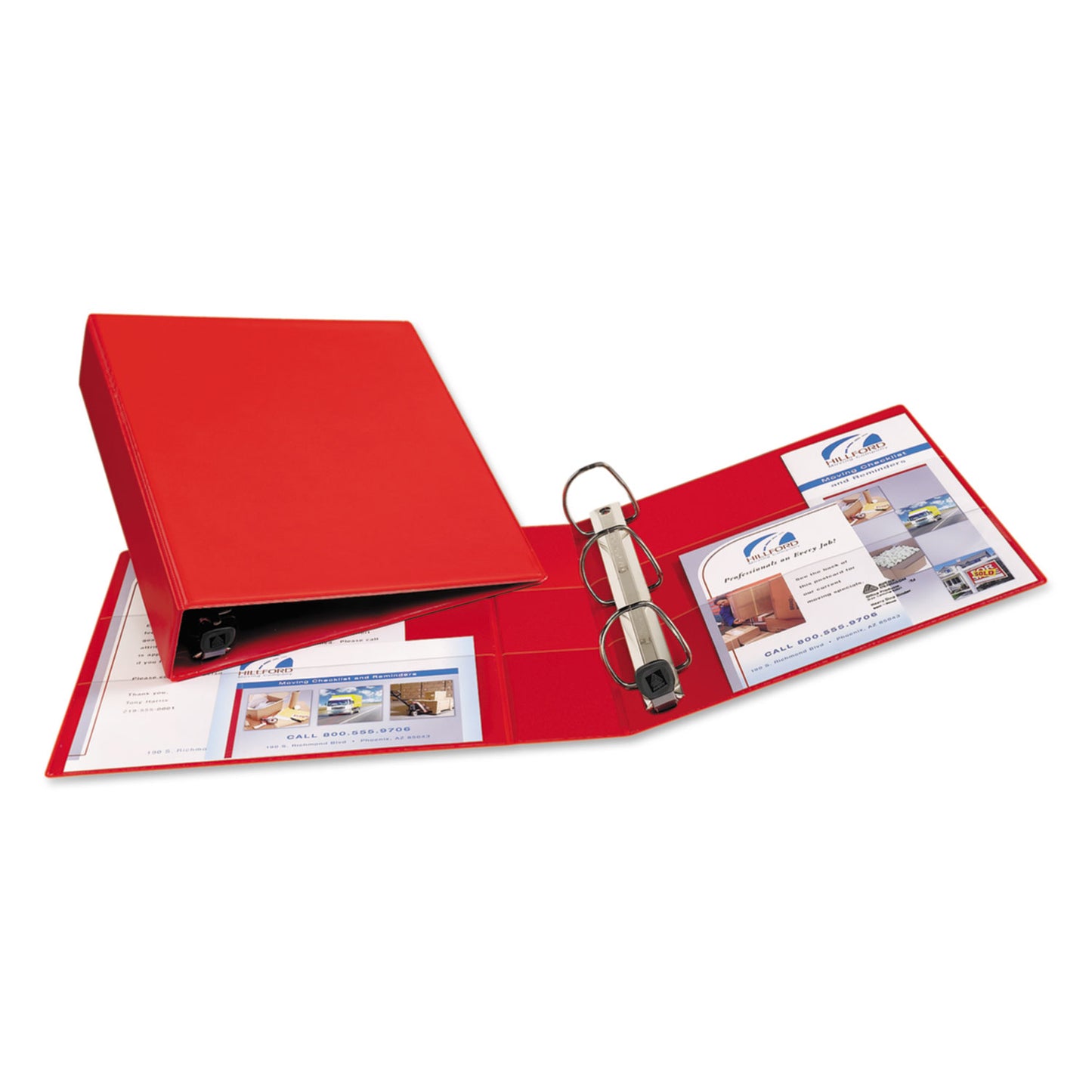 Avery Heavy-Duty Non-View Binder with DuraHinge and One Touch EZD Rings, 3 Rings, 2" Capacity, 11 x 8.5, Red (79582)