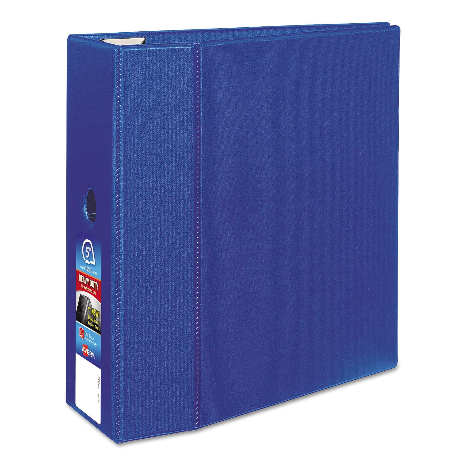 Avery Heavy-Duty Non-View Binder with DuraHinge, Locking One Touch EZD Rings and Thumb Notch, 3 Rings, 5" Capacity, 11 x 8.5, Blue (79886)