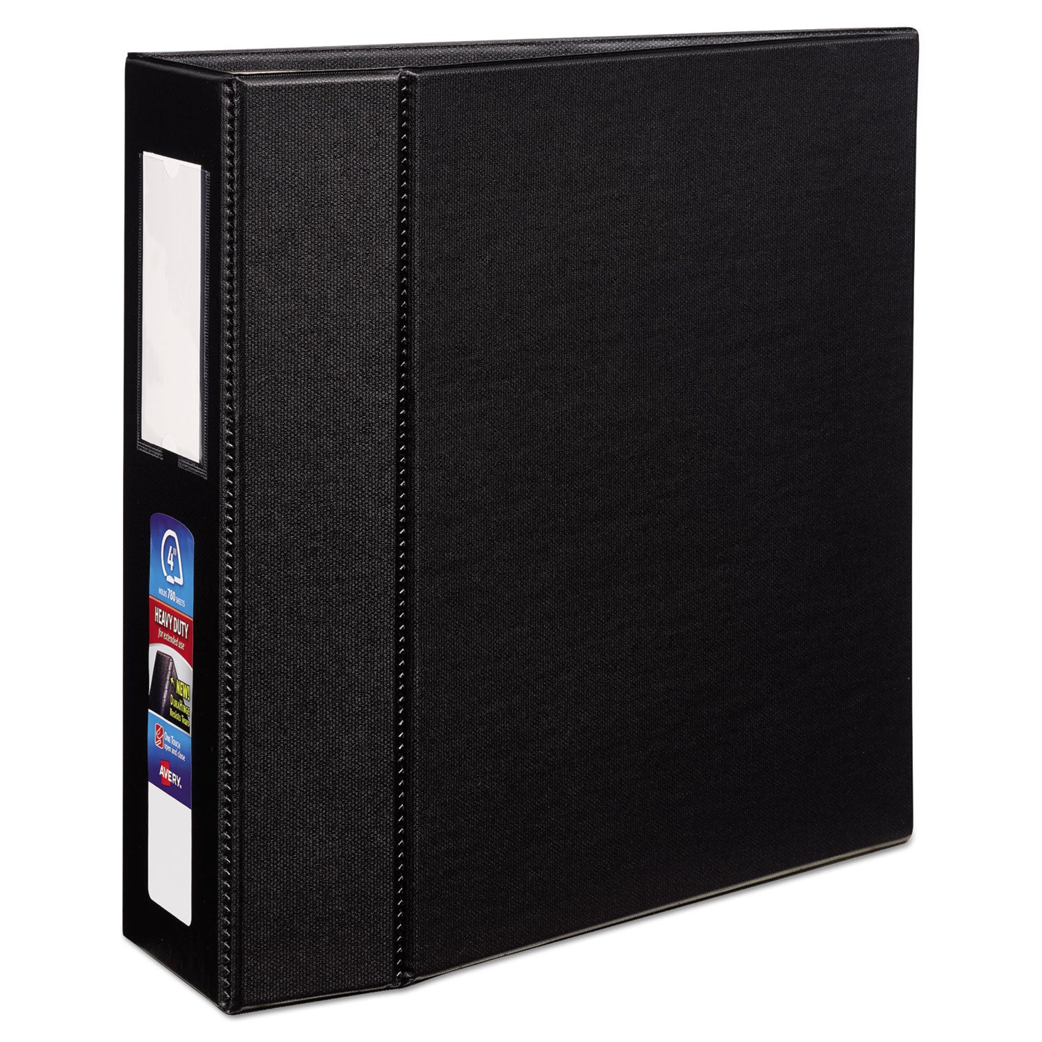 Avery Heavy-Duty Non-View Binder with DuraHinge, Three Locking One Touch EZD Rings and Spine Label, 4" Capacity, 11 x 8.5, Black (79994)