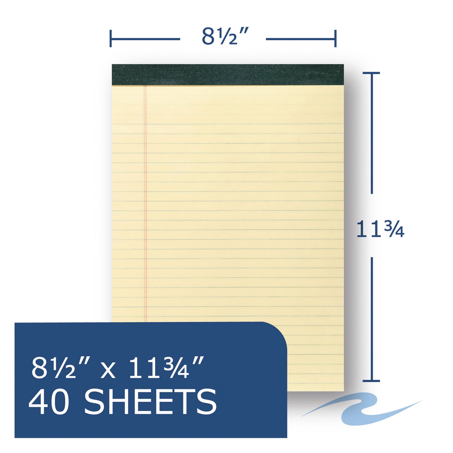 Roaring Spring Recycled Legal Pad, Wide/Legal Rule, 40 Canary-Yellow 8.5 x 11 Sheets, Dozen (74712)
