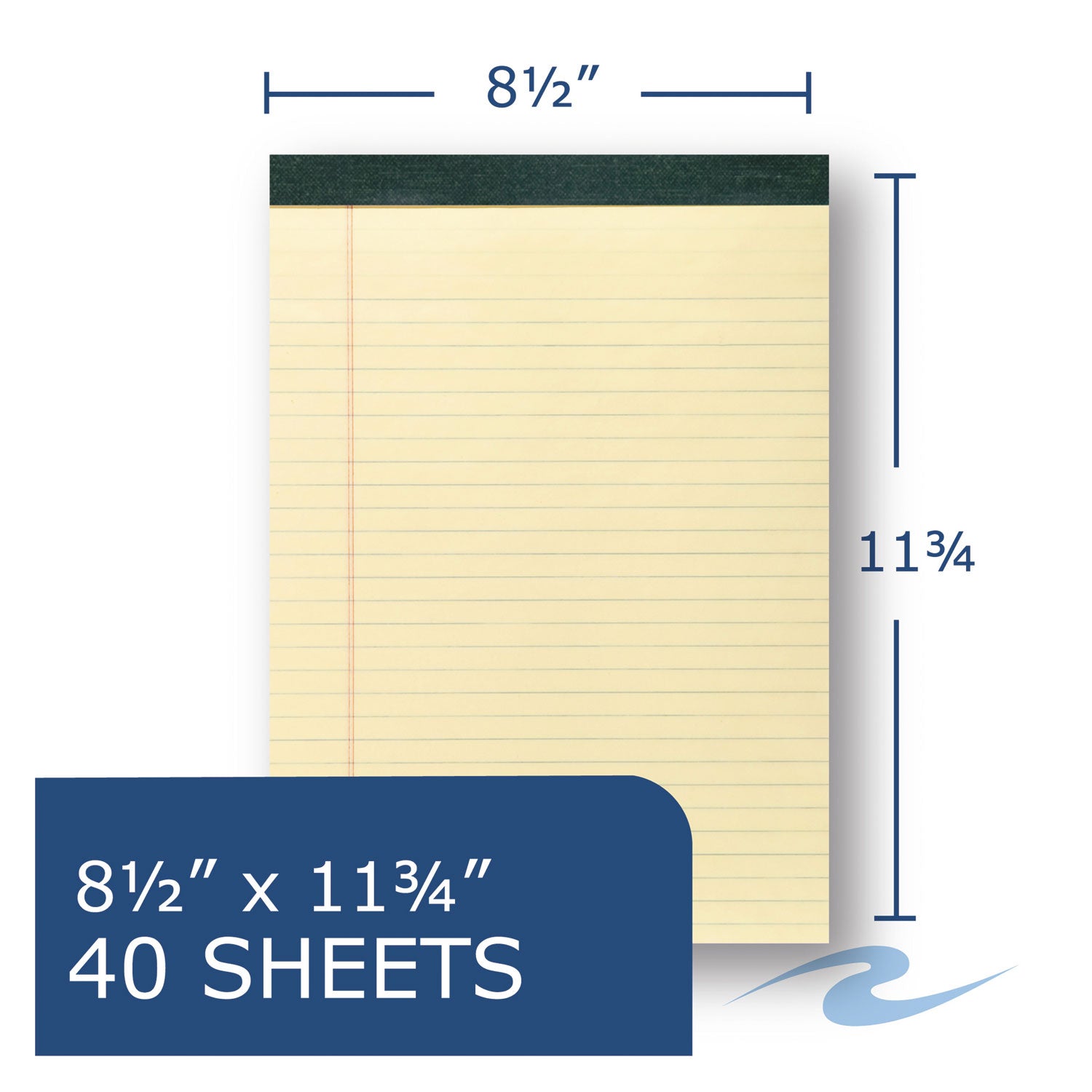 Roaring Spring Recycled Legal Pad, Wide/Legal Rule, 40 Canary-Yellow 8.5 x 11 Sheets, Dozen (74712)