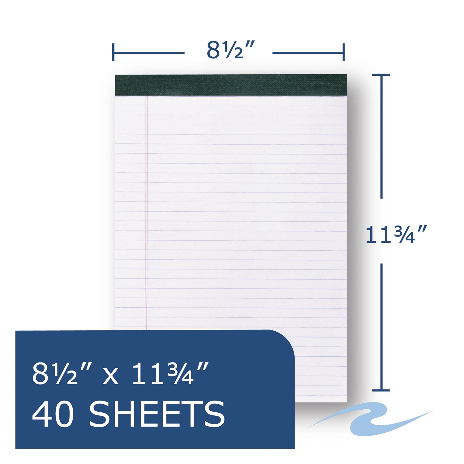 Roaring Spring Recycled Legal Pad, Wide/Legal Rule, 40 White 8.5 x 11 Sheets, Dozen (74713)