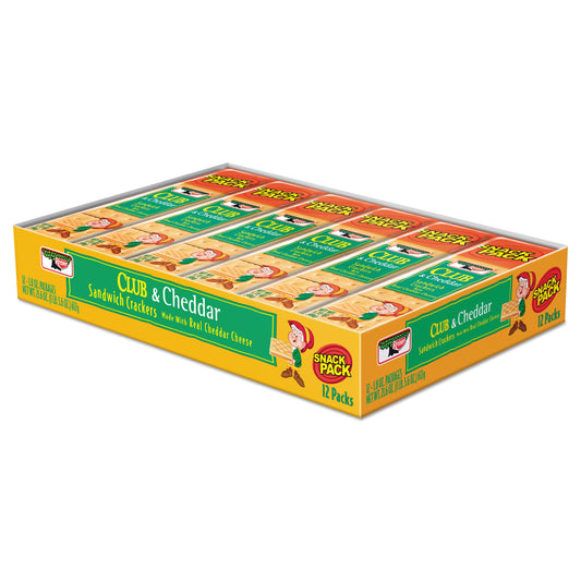 Keebler Sandwich Cracker, Club and Cheddar, 8 Cracker Snack Pack, 12/Box (21163)