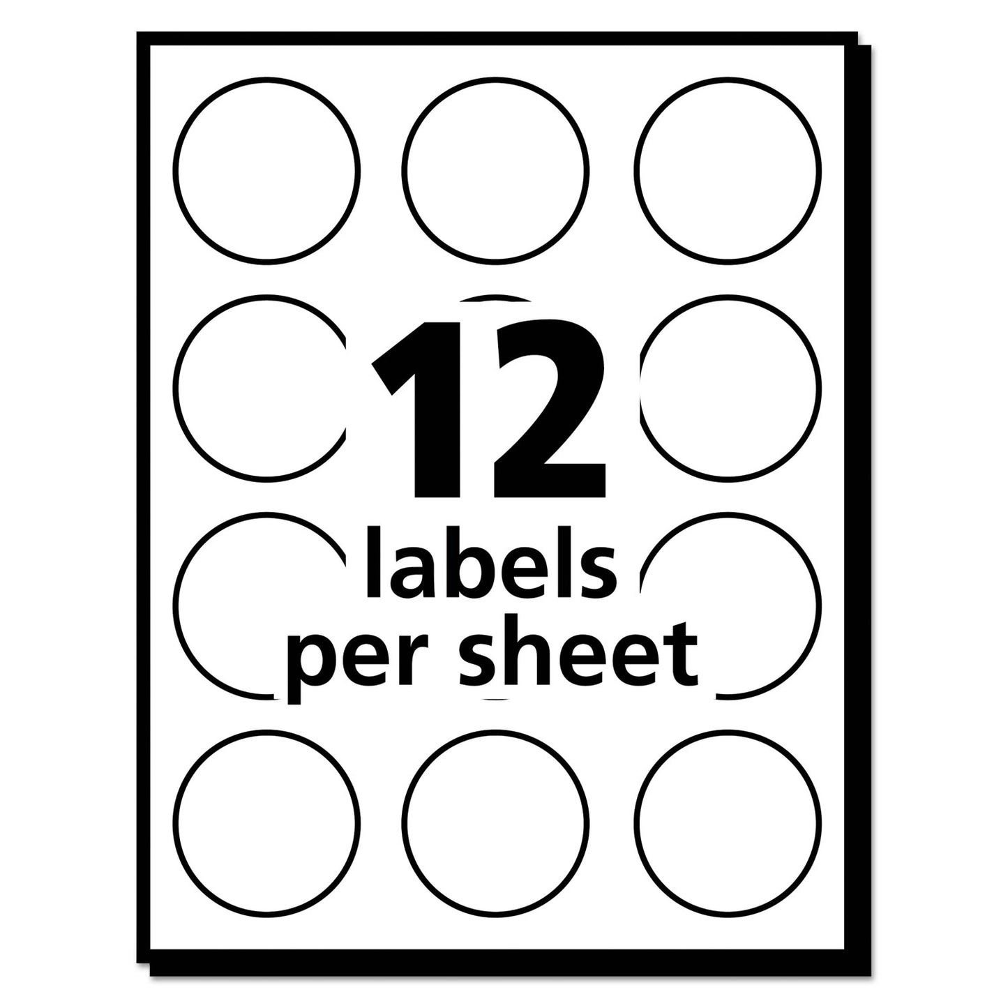 Avery Removable Multi-Use Labels, Inkjet/Laser Printers, 1" dia, White, 12/Sheet, 50 Sheets/Pack, (5410) (05410)