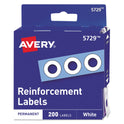 Avery Dispenser Pack Hole Reinforcements, 0.25" Dia, White, 200/Pack, (5729) (05729)
