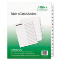 Office Essentials Table 'n Tabs Dividers, 15-Tab, 1 to 15, 11 x 8.5, White, White Tabs, 1 Set (11674)