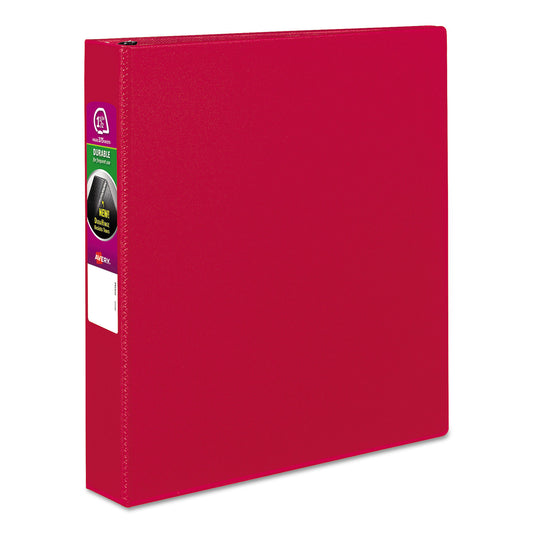 Avery Durable Non-View Binder with DuraHinge and Slant Rings, 3 Rings, 1.5" Capacity, 11 x 8.5, Red (27202)